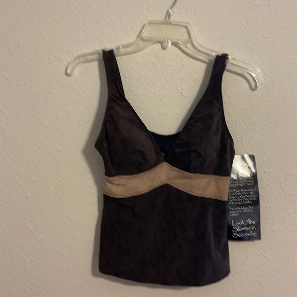 NWT, MagicSuit, bikini set, brown ‘suede-like’ material.